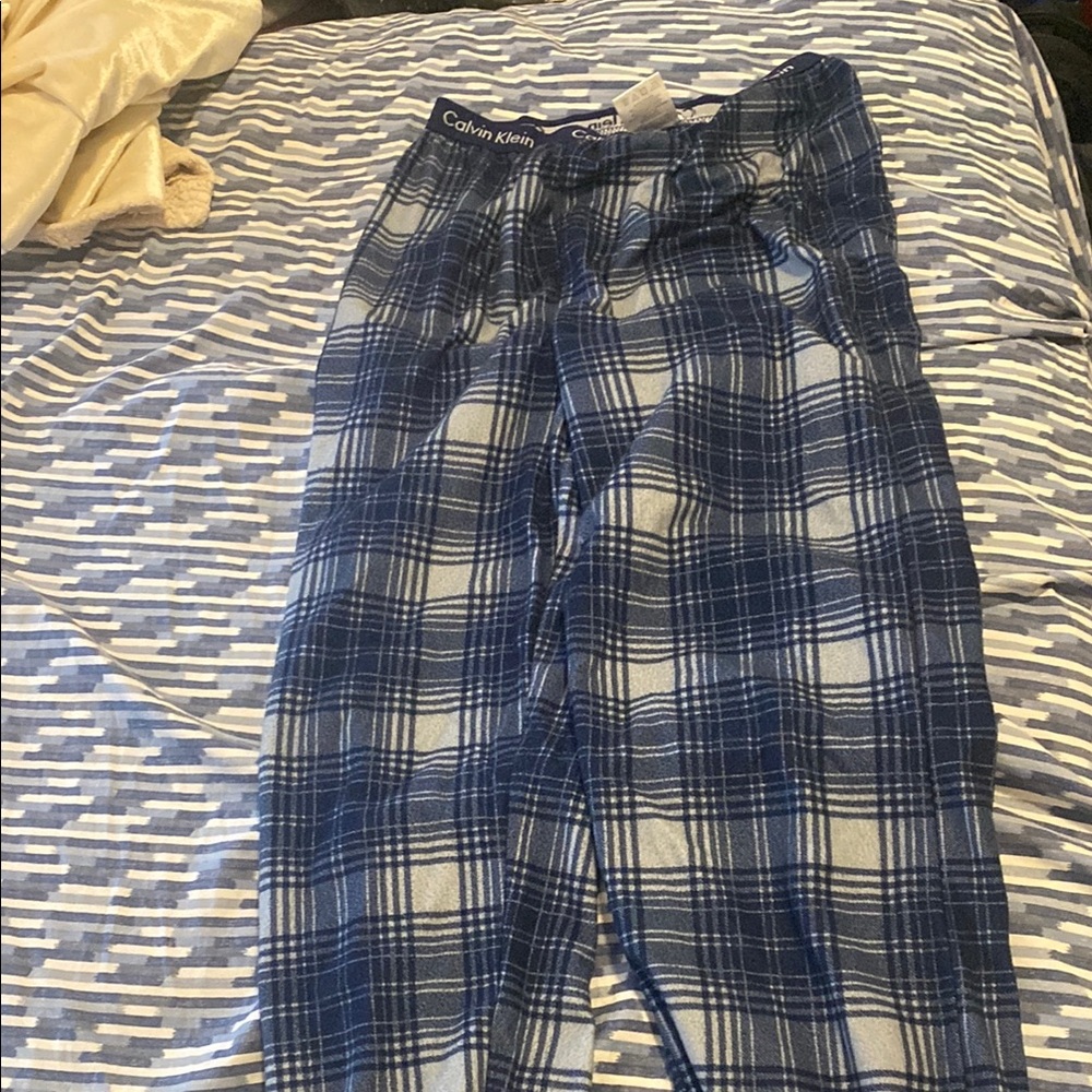 Calvin Klein Blue Plaid Pajama Pants
